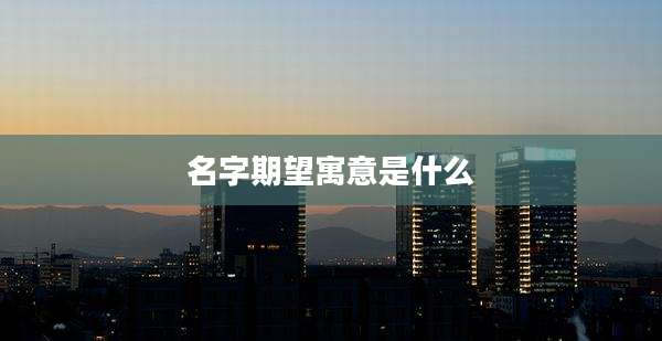 名字期望寓意是什么