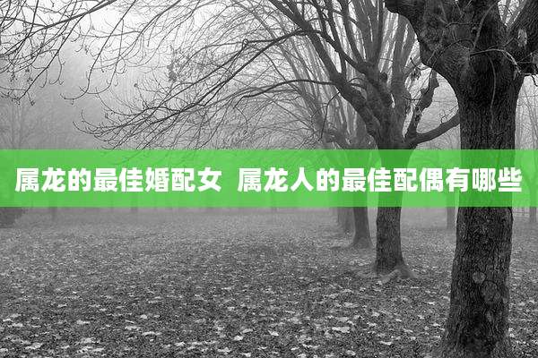 属龙的最佳婚配女  属龙人的最佳配偶有哪些