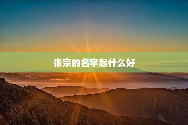 张宗的名字起什么好