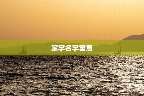 家字名字寓意