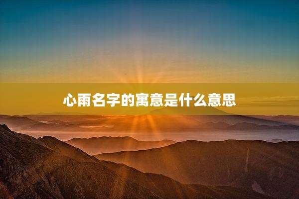 心雨名字的寓意是什么意思