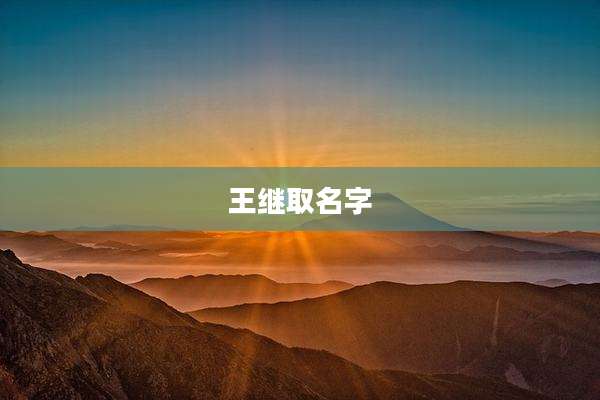 王继取名字