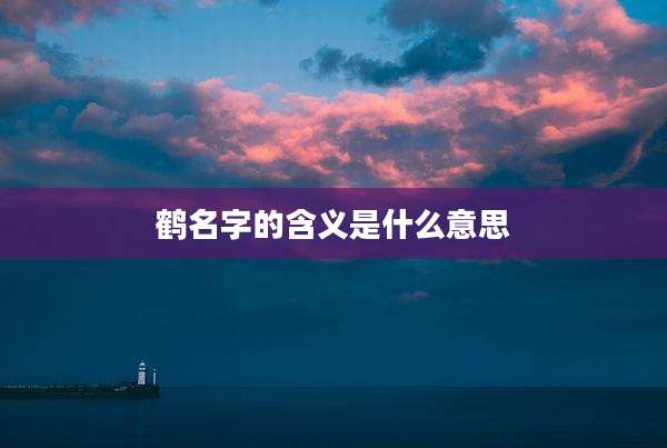 鹤名字的含义是什么意思