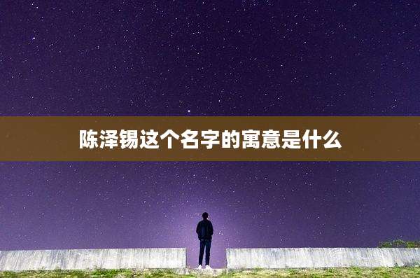 陈泽锡这个名字的寓意是什么