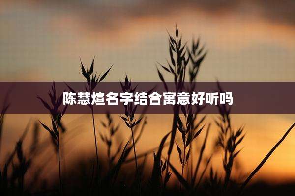 陈慧煊名字结合寓意好听吗