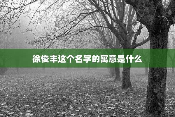 徐俊丰这个名字的寓意是什么