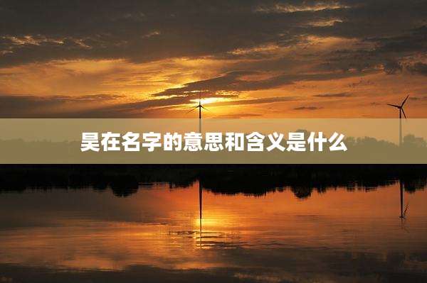 昊在名字的意思和含义是什么