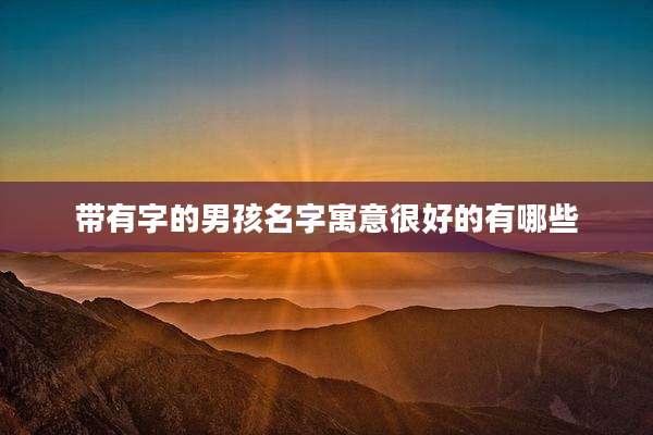 带有字的男孩名字寓意很好的有哪些