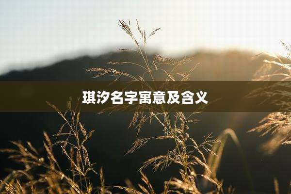 琪汐名字寓意及含义