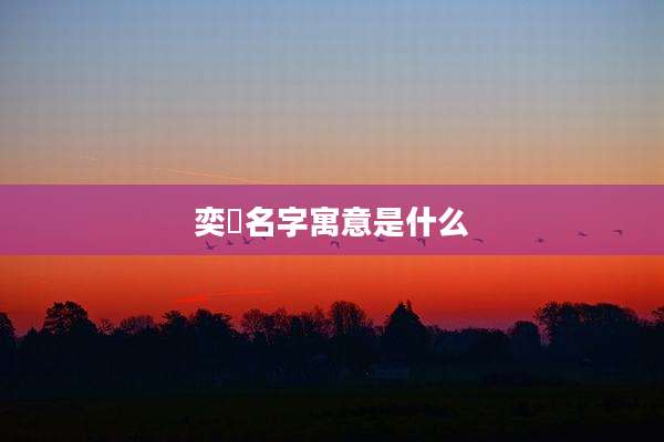 奕洺名字寓意是什么