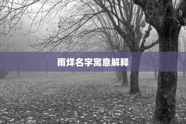 雨烊名字寓意解释