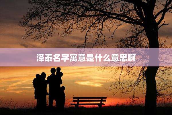 泽泰名字寓意是什么意思啊