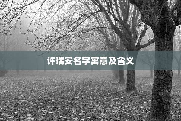 许瑞安名字寓意及含义