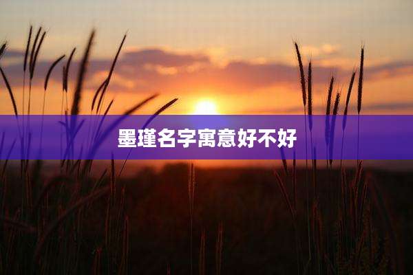 墨瑾名字寓意好不好