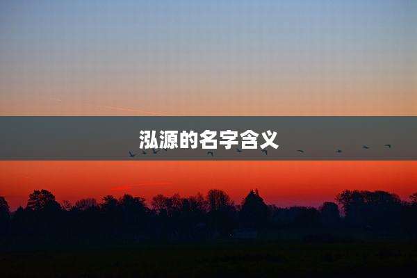 泓源的名字含义