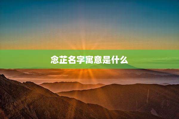 念芷名字寓意是什么