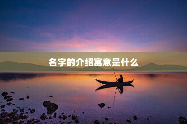 名字的介绍寓意是什么