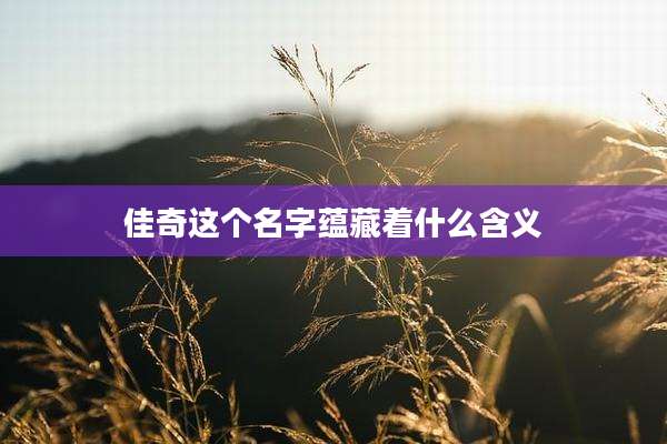 佳奇这个名字蕴藏着什么含义