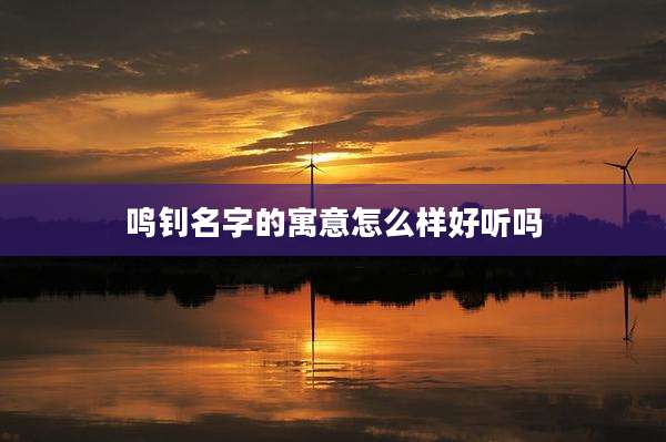 鸣钊名字的寓意怎么样好听吗