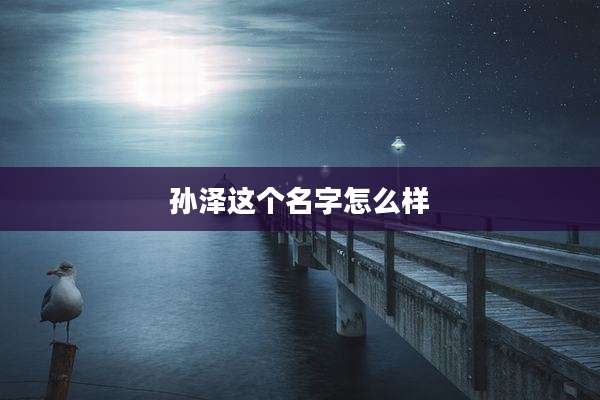 孙泽这个名字怎么样