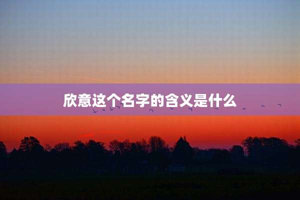 欣意这个名字的含义是什么