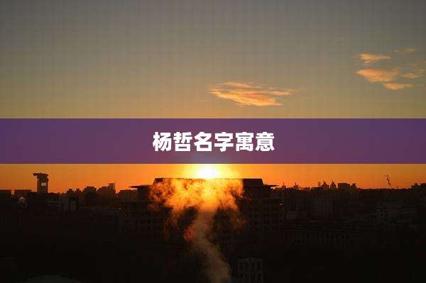 杨哲名字寓意