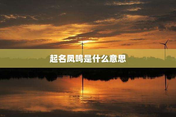 起名凤鸣是什么意思