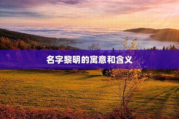 名字黎明的寓意和含义