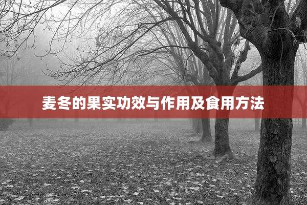 麦冬的果实功效与作用及食用方法