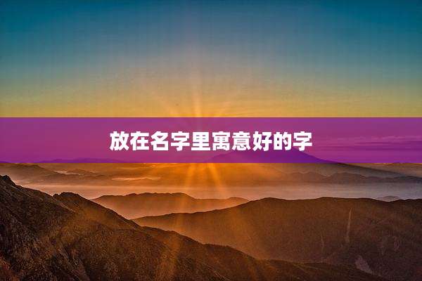 放在名字里寓意好的字