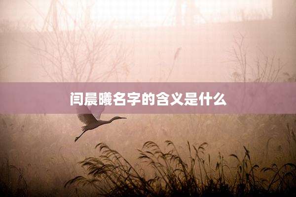 闫晨曦名字的含义是什么