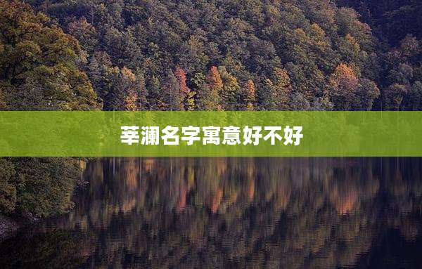 莘澜名字寓意好不好