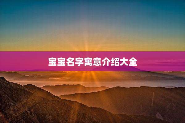 宝宝名字寓意介绍大全