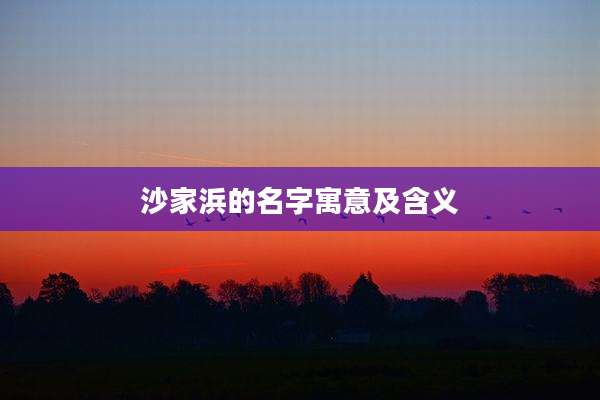 沙家浜的名字寓意及含义