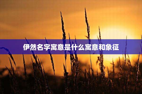 伊然名字寓意是什么寓意和象征