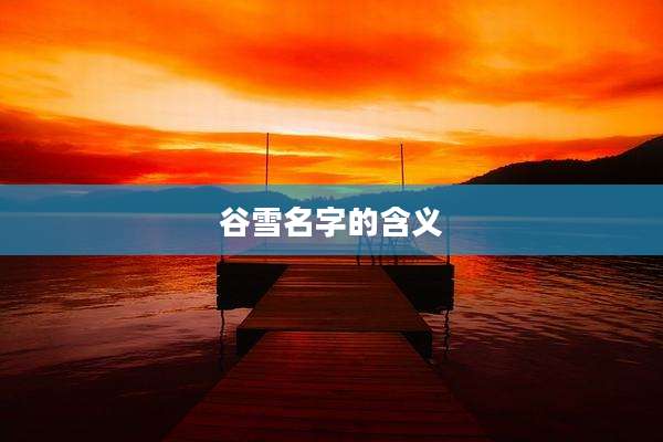 谷雪名字的含义