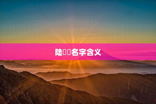 陆湜祎名字含义
