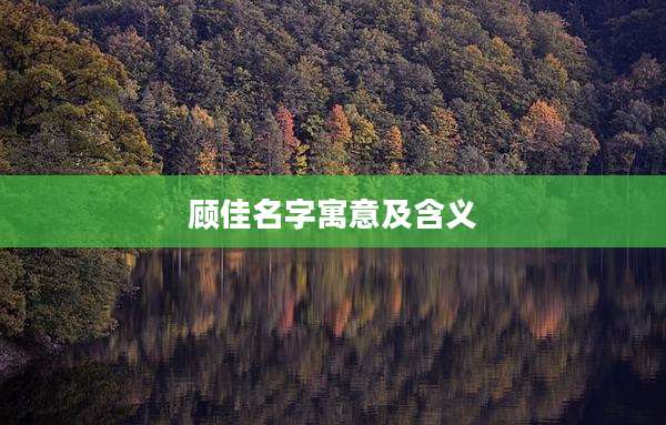 顾佳名字寓意及含义