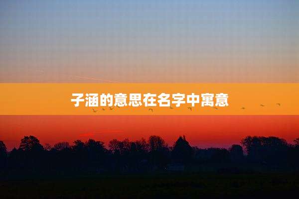 子涵的意思在名字中寓意