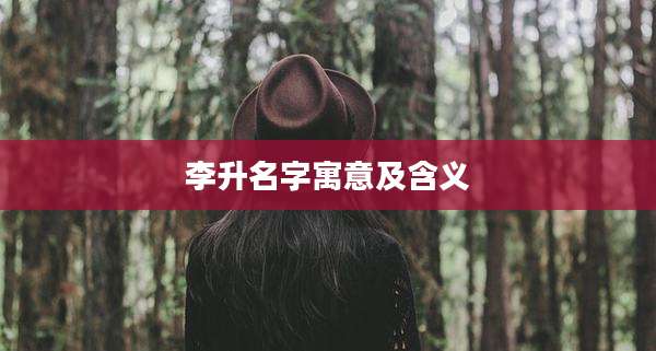 李升名字寓意及含义
