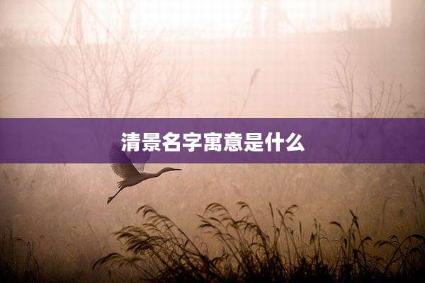 清景名字寓意是什么