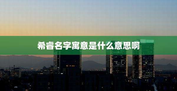 希睿名字寓意是什么意思啊