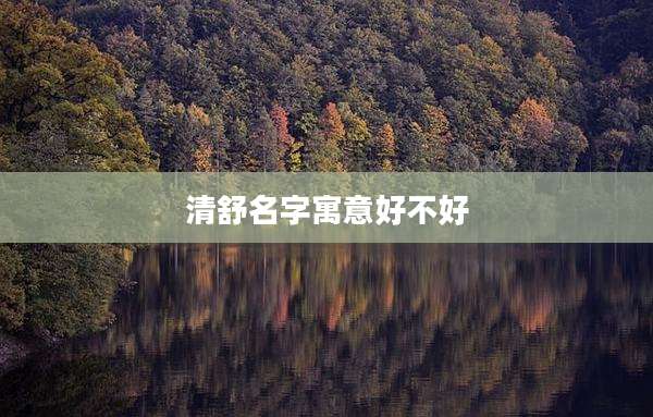 清舒名字寓意好不好