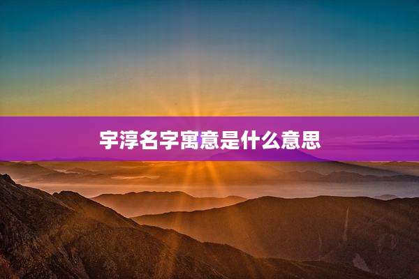 宇淳名字寓意是什么意思