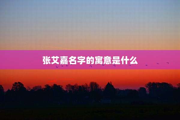 张艾嘉名字的寓意是什么