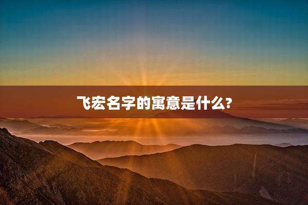 飞宏名字的寓意是什么?