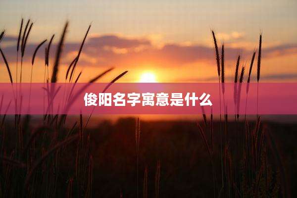 俊阳名字寓意是什么