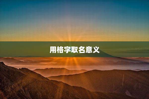 用格字取名意义
