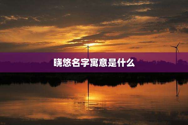 晓悠名字寓意是什么