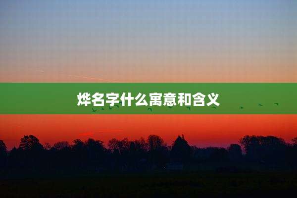 烨名字什么寓意和含义